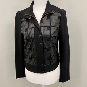 Jacket with leather strips